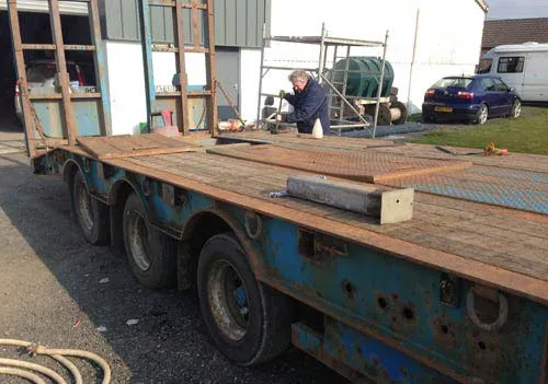 Large trailer ready for blasting.