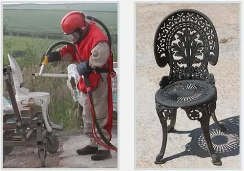 Sand blasting garden chairs