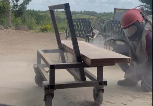 Sandblasting Words in Timber Edge